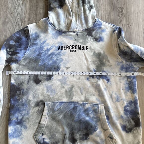 ABERCROMBIE AND FITCH BLUE TIE DYE HOODED SWEATSHIRT  SZ 15/16 - Picture 4 of 5